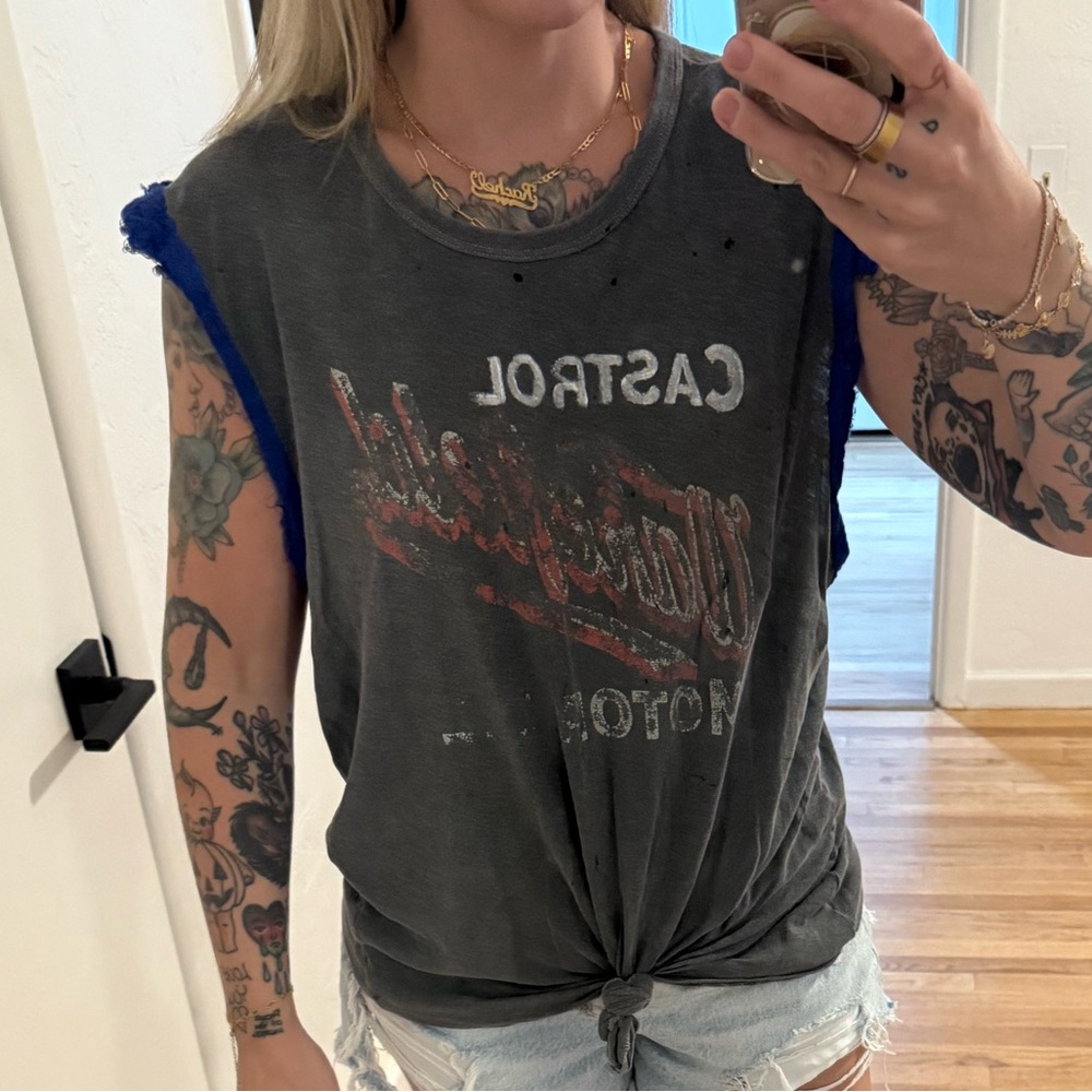 Lucky Brand Gray Graphic Muscle Tee
